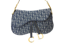 Load image into Gallery viewer, Christian Dior クリスチャンディオール ショルダーバッグ トロッター ダブルサドル ネイビー RU1011 良品 中古 58463
