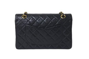 CHANEL シャネル マトラッセ 25 ショルダーバッグ ダブルフラップ 1番台 ラムスキン ブラック ゴールド 美品 中古 58464