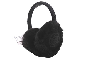 極美品 CHANEL シャネル ココマーク カメリア イヤーマフ A54573 ブラック ロゴ ファー 耳当て 小物 中古 58468