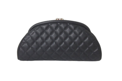 CHANEL シャネル マトラッセ がま口 クラッチバッグ ポーチ 13番台 ブラック ラムスキン シルバー金具 美品 中古 58470