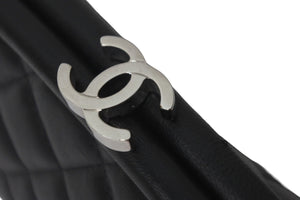 CHANEL シャネル マトラッセ がま口 クラッチバッグ ポーチ 13番台 ブラック ラムスキン シルバー金具 美品 中古 58470