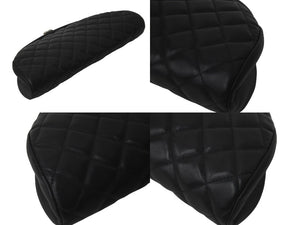 CHANEL シャネル マトラッセ がま口 クラッチバッグ ポーチ 13番台 ブラック ラムスキン シルバー金具 美品 中古 58470