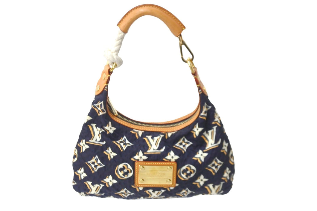 LOUIS VUITTON ルイヴィトン ビュルPM ハンドバッグ モノグラム M40238 ナイロン ブルーマリーヌ ゴールド金具 美品 中古 58474