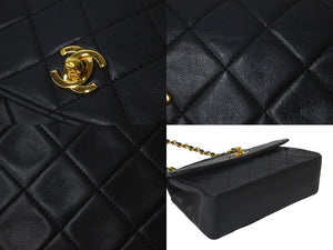 CHANEL シャネル ショルダーバッグ マトラッセ 1番台 ラムスキン 半丸フラップ ブラック ポーチ付き 美品 中古 58476