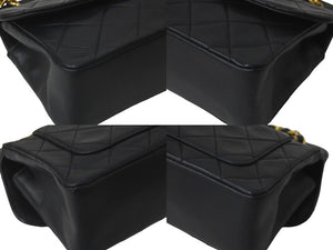 CHANEL シャネル ショルダーバッグ マトラッセ 1番台 ラムスキン 半丸フラップ ブラック ポーチ付き 美品 中古 58476