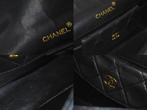 CHANEL シャネル ショルダーバッグ マトラッセ 1番台 ラムスキン 半丸フラップ ブラック ポーチ付き 美品 中古 58476