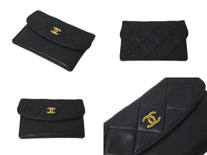 CHANEL シャネル ショルダーバッグ マトラッセ 1番台 ラムスキン 半丸フラップ ブラック ポーチ付き 美品 中古 58476