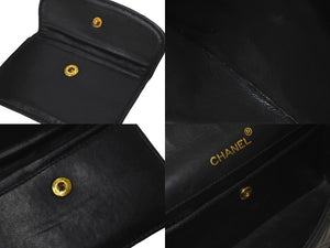 CHANEL シャネル ショルダーバッグ マトラッセ 1番台 ラムスキン 半丸フラップ ブラック ポーチ付き 美品 中古 58476