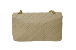 CHANEL シャネル ショルダーバッグ フルフラップ マトラッセ23CM 1番台 ベージュ ラムスキン ゴールド金具 美品 中古 58478