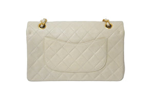 CHANEL シャネル マトラッセ 25cm Wフラップチェーン ショルダーバッグ ベージュ 4番台 ココマーク ラムスキン 美品 中古 58479