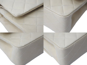 CHANEL シャネル マトラッセ 25cm Wフラップチェーン ショルダーバッグ ベージュ 4番台 ココマーク ラムスキン 美品 中古 58479