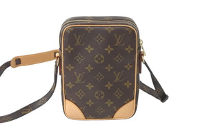 LOUIS VUITTON ルイヴィトン ショルダーバッグ 斜め掛け M45266 モノグラム ダヌーブ ブラウン ゴールド金具 美品 中古 58486