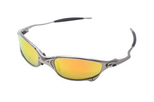 OAKLEY オークリー サングラス ジュリエット ミラーレンズ 金属フレーム ゴム イエロー グリーン シルバー 良品 中古 58494