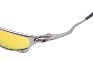 OAKLEY オークリー サングラス ジュリエット ミラーレンズ 金属フレーム ゴム イエロー グリーン シルバー 良品 中古 58494