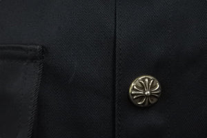 極美品 CHROME HEARTS クロムハーツ ジャケット ワークドッグ クロスパッチ デニムシャツ シルバー金具 サイズM 中古 58497