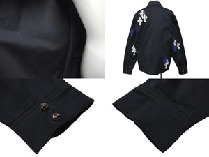 極美品 CHROME HEARTS クロムハーツ ジャケット ワークドッグ クロスパッチ デニムシャツ シルバー金具 サイズM 中古 58497