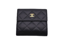 Load image into Gallery viewer, CHANEL シャネル ココマーク 二つ折り財布 21番台 キャビアスキン ブラック ワインレッド ゴールド金具 良品 中古 58502