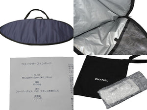新品同様 CHANEL シャネル サーフボード スキムボード 総柄 ココマーク ネイビー ホワイト カーボン 中古 58506