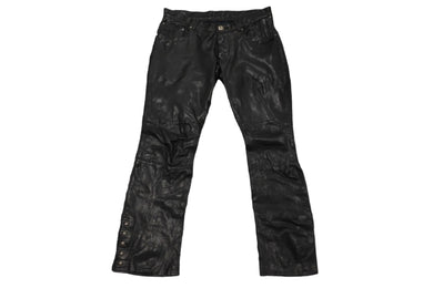 CHROME HEARTS クロムハーツ パンツ レザーパンツ フレアパンツ クロスボール シルバー925 ブラック サイズ32 美品 中古 58507