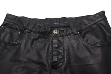 Load image into Gallery viewer, CHROME HEARTS クロムハーツ パンツ レザーパンツ フレアパンツ クロスボール シルバー925 ブラック サイズ32 美品 中古 58507