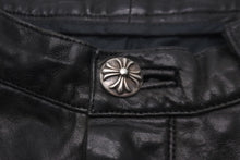Load image into Gallery viewer, CHROME HEARTS クロムハーツ パンツ レザーパンツ フレアパンツ クロスボール シルバー925 ブラック サイズ32 美品 中古 58507