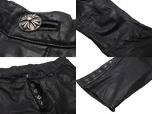 Load image into Gallery viewer, CHROME HEARTS クロムハーツ パンツ レザーパンツ フレアパンツ クロスボール シルバー925 ブラック サイズ32 美品 中古 58507