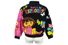 Load image into Gallery viewer, JH Design ジェイエイチデザイン DORA The Explorer レーシング ジャケット ブラック ピンク 刺繍 サイズL 良品 中古 58511