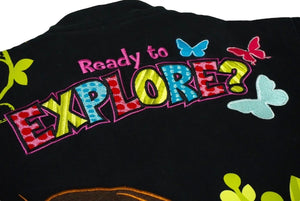 JH Design ジェイエイチデザイン DORA The Explorer レーシング ジャケット ブラック ピンク 刺繍 サイズL 良品 中古 58511