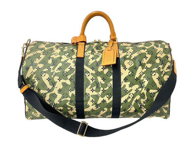 LOUIS VUITTON ルイヴィトン ×村上隆 キーポルバンドリエール55 モノグラムモフラージュ M95774 ゴールド金具 美品 中古 58514