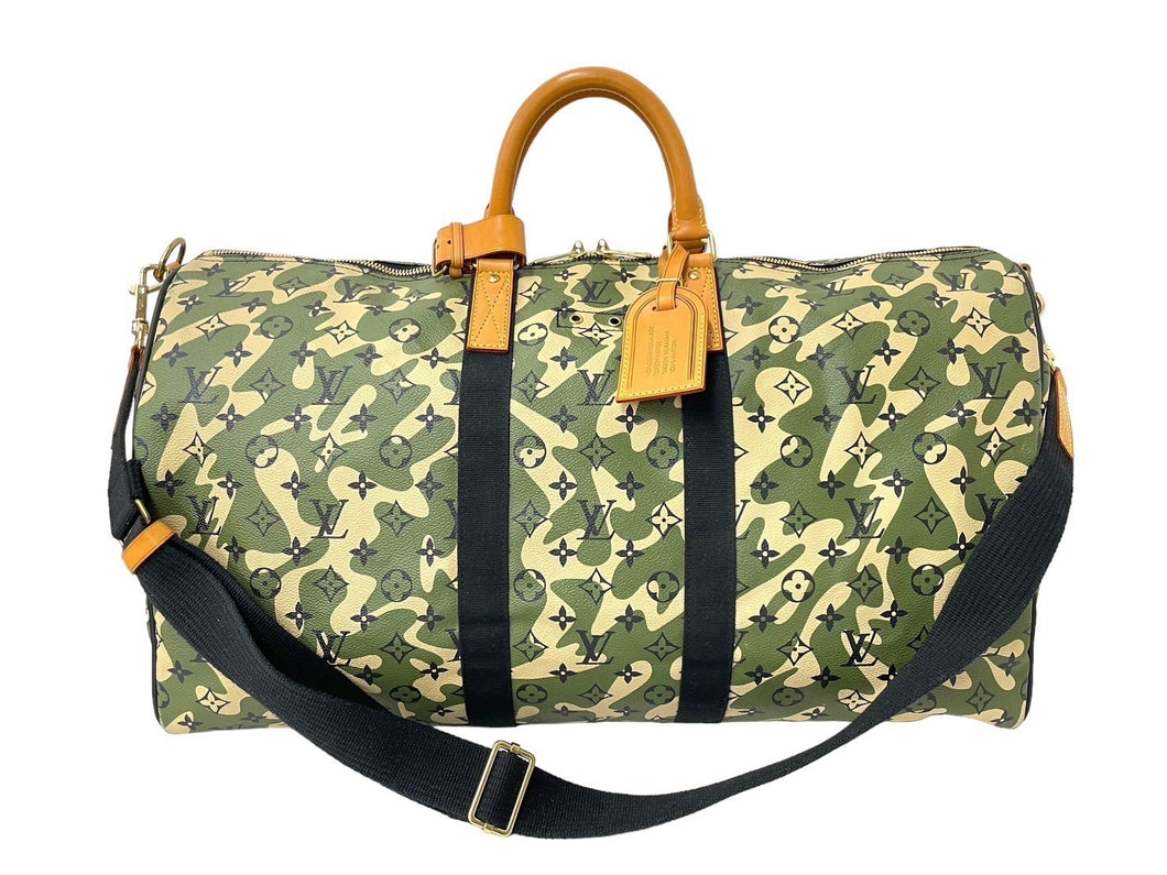 LOUIS VUITTON ルイヴィトン ×村上隆 キーポルバンドリエール55 モノグラムモフラージュ M95774 ゴールド金具 美品 中古 58514