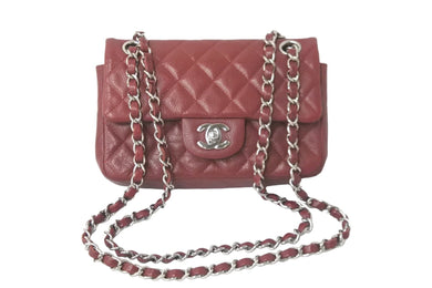 CHANEL シャネル ショルダーバッグ ミニマトラッセショルダーチェーン ボルドー キャビアスキン 15番台 美品 中古 58520