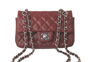 CHANEL シャネル ショルダーバッグ ミニマトラッセショルダーチェーン ボルドー キャビアスキン 15番台 美品 中古 58520