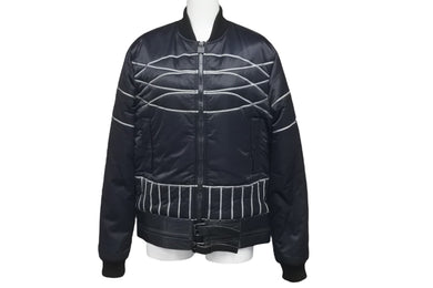 CHANEL シャネル ナイロンジャケット スポーツライン P29238V19623 06A ネイビー グレー ブラック金具 サイズ38 美品 中古 58533