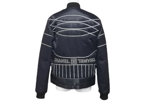 CHANEL シャネル ナイロンジャケット スポーツライン P29238V19623 06A ネイビー グレー ブラック金具 サイズ38 美品 中古 58533