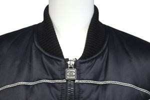 CHANEL シャネル ナイロンジャケット スポーツライン P29238V19623 06A ネイビー グレー ブラック金具 サイズ38 美品 中古 58533