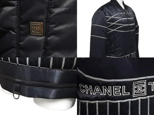 CHANEL シャネル ナイロンジャケット スポーツライン P29238V19623 06A ネイビー グレー ブラック金具 サイズ38 美品 中古 58533
