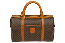 Load image into Gallery viewer, CELINE セリーヌ ボストンバッグ 35CM マカダム柄 ブラウン PVC レザー M08 ゴールド金具 良品 中古 58551