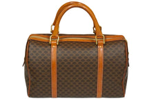 Load image into Gallery viewer, CELINE セリーヌ ボストンバッグ 35CM マカダム柄 ブラウン PVC レザー M08 ゴールド金具 良品 中古 58551