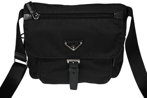 PRADA プラダ クロスショルダーバッグ BT8994 三角ロゴプレート ナイロン ブラック シルバー金具 良品 中古 58552