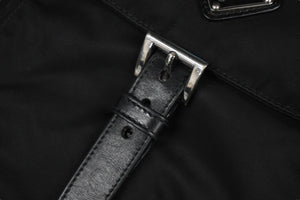 PRADA プラダ クロスショルダーバッグ BT8994 三角ロゴプレート ナイロン ブラック シルバー金具 良品 中古 58552