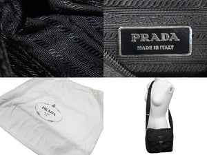 PRADA プラダ クロスショルダーバッグ BT8994 三角ロゴプレート ナイロン ブラック シルバー金具 良品 中古 58552