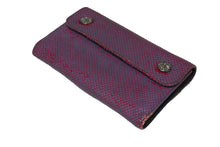 Load image into Gallery viewer, CHROME HEARTS クロムハーツ 三つ折り 長財布 ウェーブウォレット クロスボタン レッド ブルー シルバー925 良品 中古 58555