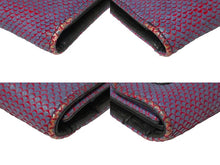Load image into Gallery viewer, CHROME HEARTS クロムハーツ 三つ折り 長財布 ウェーブウォレット クロスボタン レッド ブルー シルバー925 良品 中古 58555