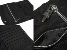 Load image into Gallery viewer, CHROME HEARTS クロムハーツ 三つ折り 長財布 ウェーブウォレット クロスボタン レッド ブルー シルバー925 良品 中古 58555