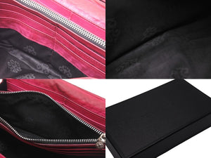 CHROME HEARTS クロムハーツ 長財布 ウェーブウォレット クロスボタン ブラック ピンク シルバー925 良品 中古 58556
