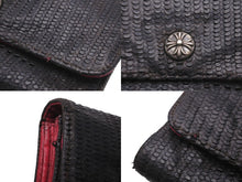 Load image into Gallery viewer, CHROME HEARTS クロムハーツ 長財布 ウェーブウォレット クロスボタン ブラック ピンク シルバー925 良品 中古 58556
