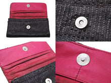 Load image into Gallery viewer, CHROME HEARTS クロムハーツ 長財布 ウェーブウォレット クロスボタン ブラック ピンク シルバー925 良品 中古 58556