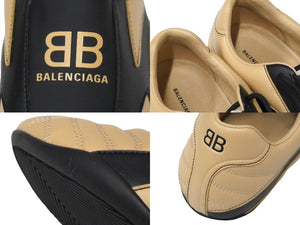 新品未使用 BALENCIAGA バレンシアガ ZEN SNEAKER ゼン スニーカー BBロゴ ベージュ ブラック 28.5cm 中古 58560