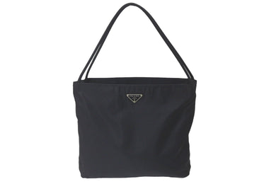 PRADA プラダ トートバッグ B6242 三角ロゴプレート ナイロン ブラック シルバー金具 イタリア製 ユニセックス 美品 中古 58561