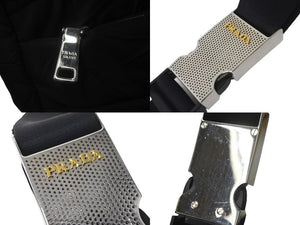 PRADA プラダショルダーバッグ VA0720 キルティング シワ加工 ナイロン ブラック シルバー金具 美品 中古 58570 